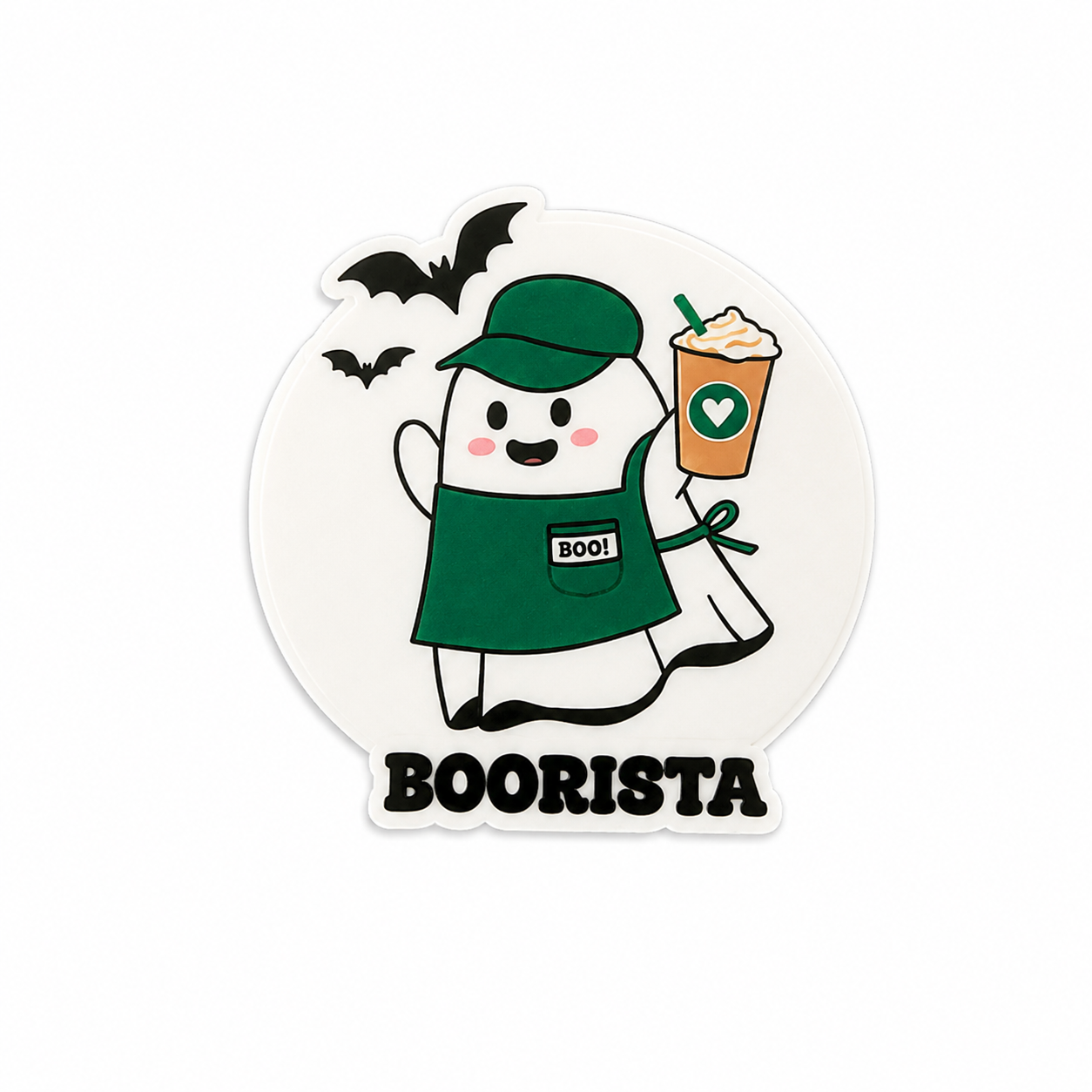 Boorista ghost coffee plastic add-on with spooky coffee shop design compatible with interchangeable badge reel bases