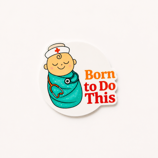 Cute baby nurse plastic add-on for badge reels with Born to Do This design for nurses and healthcare workers