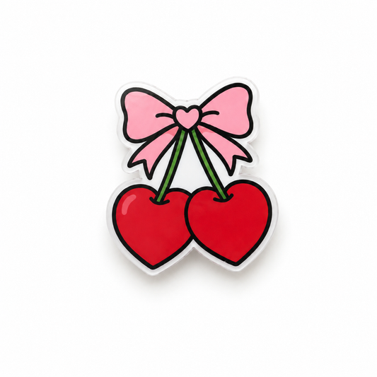 Bow cherry hearts plastic add-on for compatible interchangeable badge reel bases
