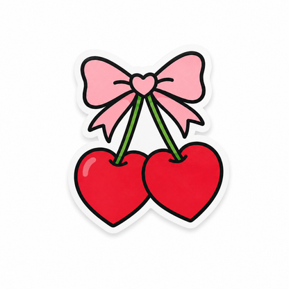 Bow cherry hearts plastic add-on for compatible interchangeable badge reel bases