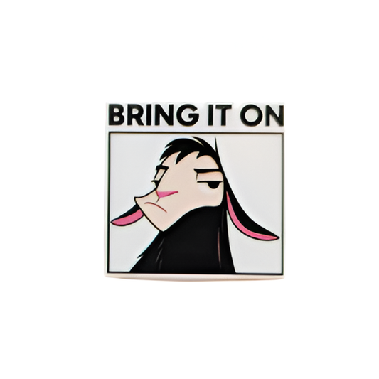 Funny llama plastic add-on with “Bring It On” quote compatible with interchangeable badge reel bases for nurses and healthcare workers.