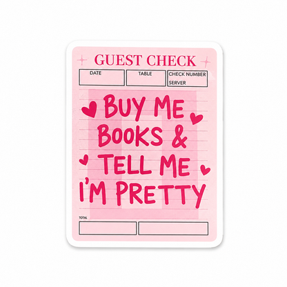Pink book lover plastic add-on for compatible interchangeable badge reel bases with guest check design
