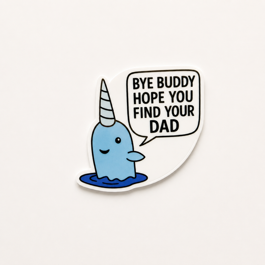 Funny narwhal plastic add-on for badge reels with cute ocean animal quote design for nurses and healthcare workers