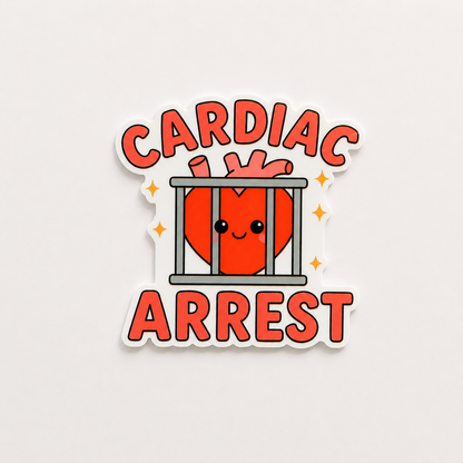 Funny cardiac arrest plastic add-on for badge reels with cute heart medical design for nurses and healthcare workers