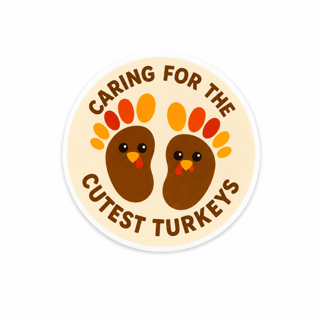Caring For The Cutest Turkeys plastic add-on featuring turkey footprint design for compatible interchangeable badge reel bases perfect for labor and delivery nurses and NICU healthcare workers
