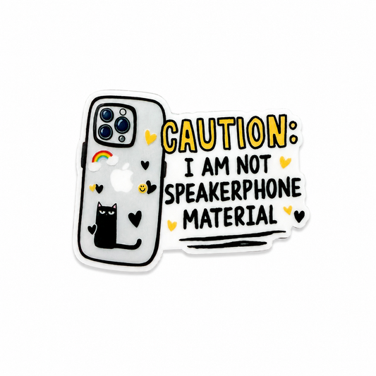 Caution I Am Not Speakerphone Material ID badge charm with cute phone and black cat design compatible with Badge Beauties adapters