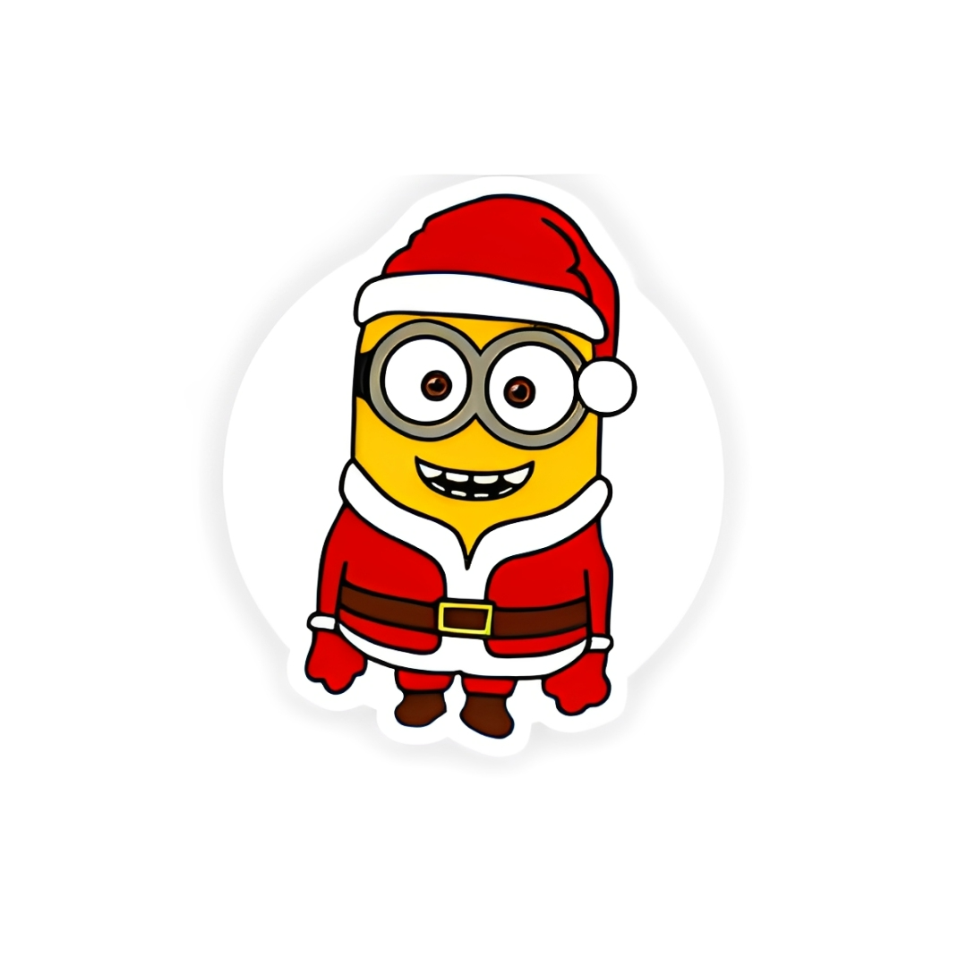 Yellow Santa Character Christmas plastic add-on with festive Santa outfit design for compatible interchangeable badge reel bases
