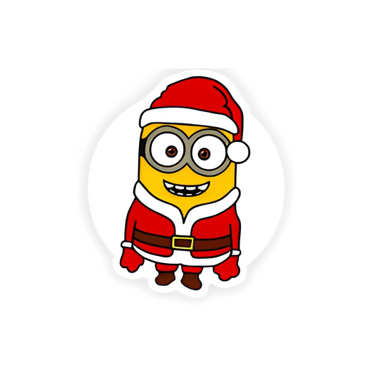 Yellow Santa Character Christmas plastic add-on with festive Santa outfit design for compatible interchangeable badge reel bases