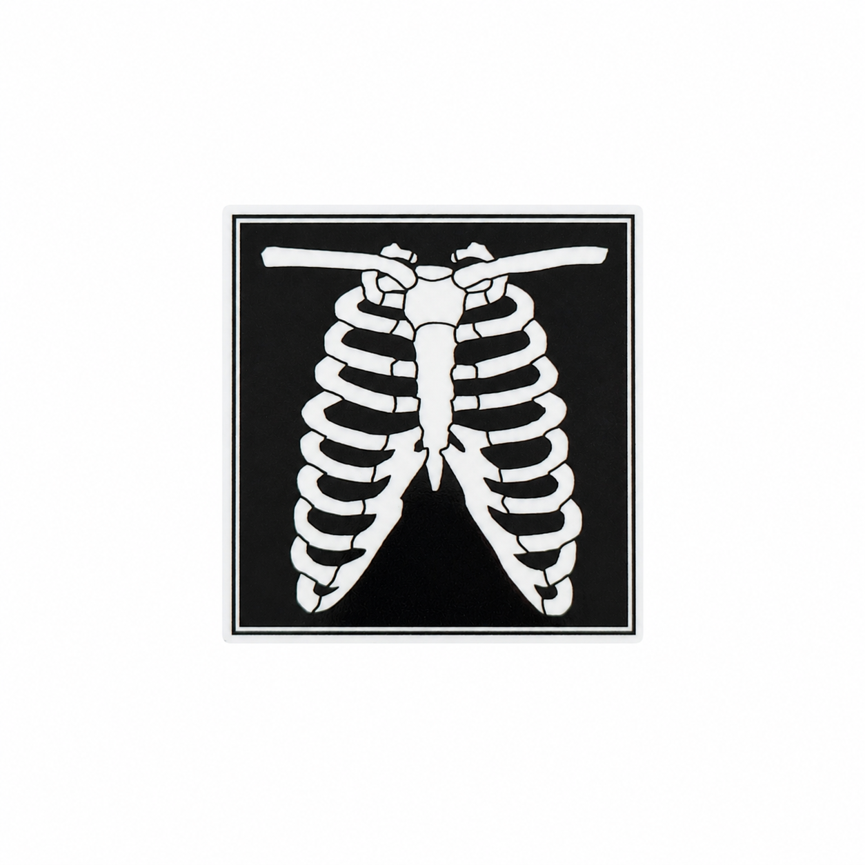 Chest X-Ray plastic add-on featuring a rib cage and chest radiograph design, compatible with interchangeable badge reel bases, radiology tech badge accessory
