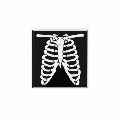 Chest X-Ray plastic add-on featuring a rib cage and chest radiograph design, compatible with interchangeable badge reel bases, radiology tech badge accessory