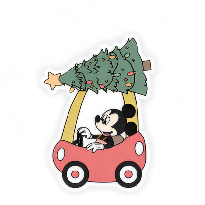 Character Christmas Mouse plastic add-on with Christmas tree car design for compatible interchangeable badge reel bases