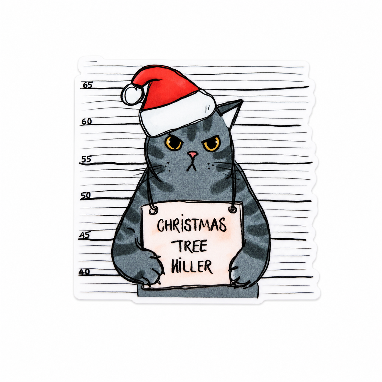 CHRISTMAS TREE CAT plastic add-on with grumpy cat in Santa hat, compatible with interchangeable badge reel bases.