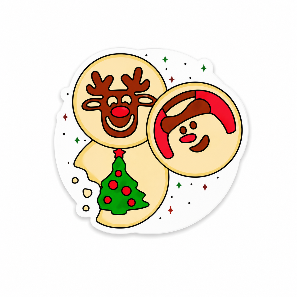 Classic Christmas ornament plastic add-on with reindeer Santa and Christmas tree design compatible with interchangeable badge reel bases for nurses healthcare workers and hospital staff