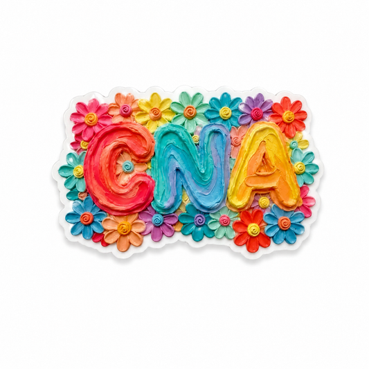 CNA floral plastic add-on with colorful flower design for compatible interchangeable badge reel bases, cute healthcare worker accessory