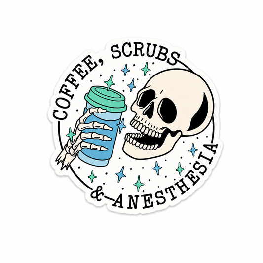 Coffee Scrubs and Anesthesia plastic add-on for compatible interchangeable badge reel bases

