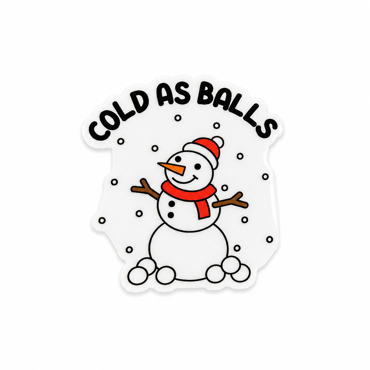 Cold As Balls plastic add-on with funny snowman winter design, compatible with interchangeable badge reel bases.