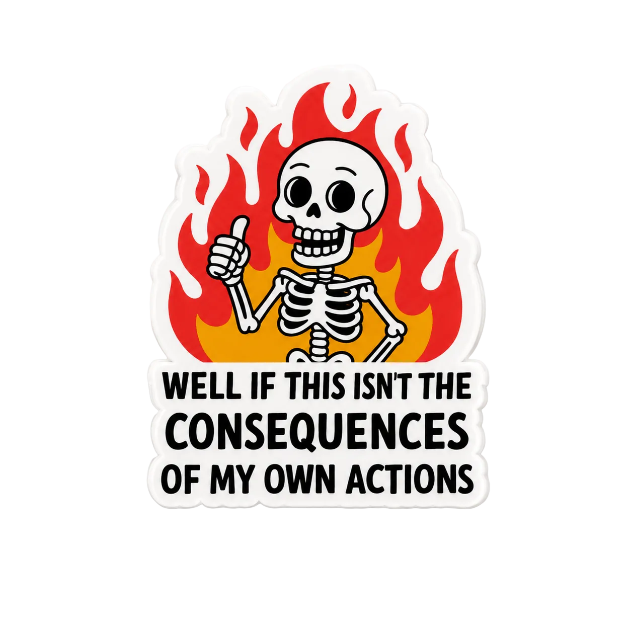 Consequences of My Actions skeleton plastic add-on for compatible interchangeable badge reel bases
