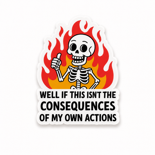 Consequences of My Actions skeleton plastic add-on for compatible interchangeable badge reel bases
