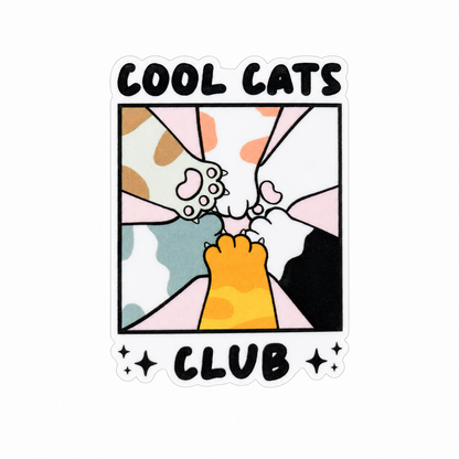 Cool Cats Club plastic add-on featuring colorful cat paws joined together in a friendship paw bump design, compatible with interchangeable badge reel bases, perfect for cat lovers and veterinary professionals.