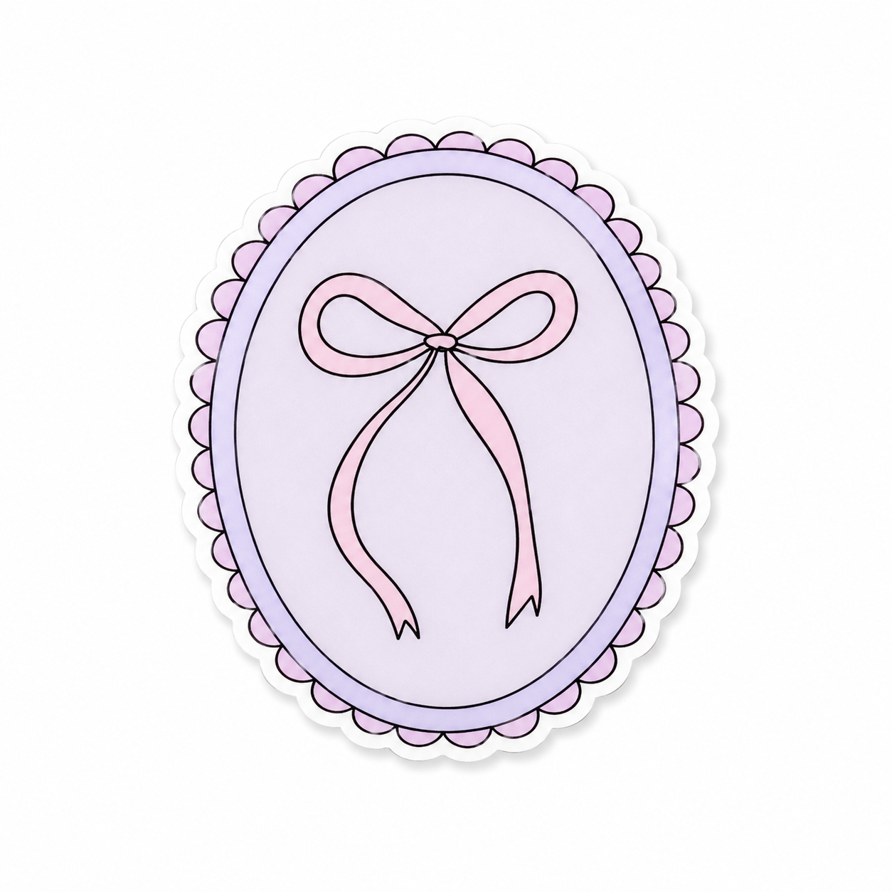 Coquette Bow plastic add-on featuring a delicate pink bow on a lilac background, compatible with interchangeable badge reel bases, cute nurse badge accessory and aesthetic healthcare worker accessory