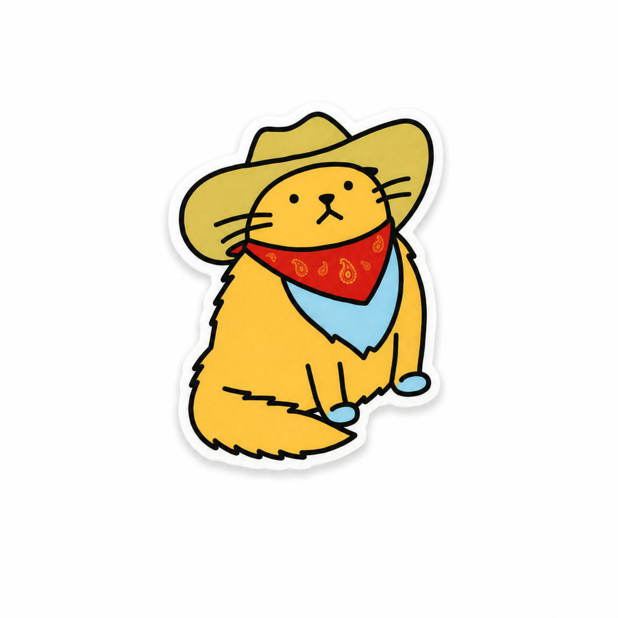 Cute cowboy cat plastic add-on with western bandana and hat compatible with interchangeable badge reel bases for healthcare workers and nurses.