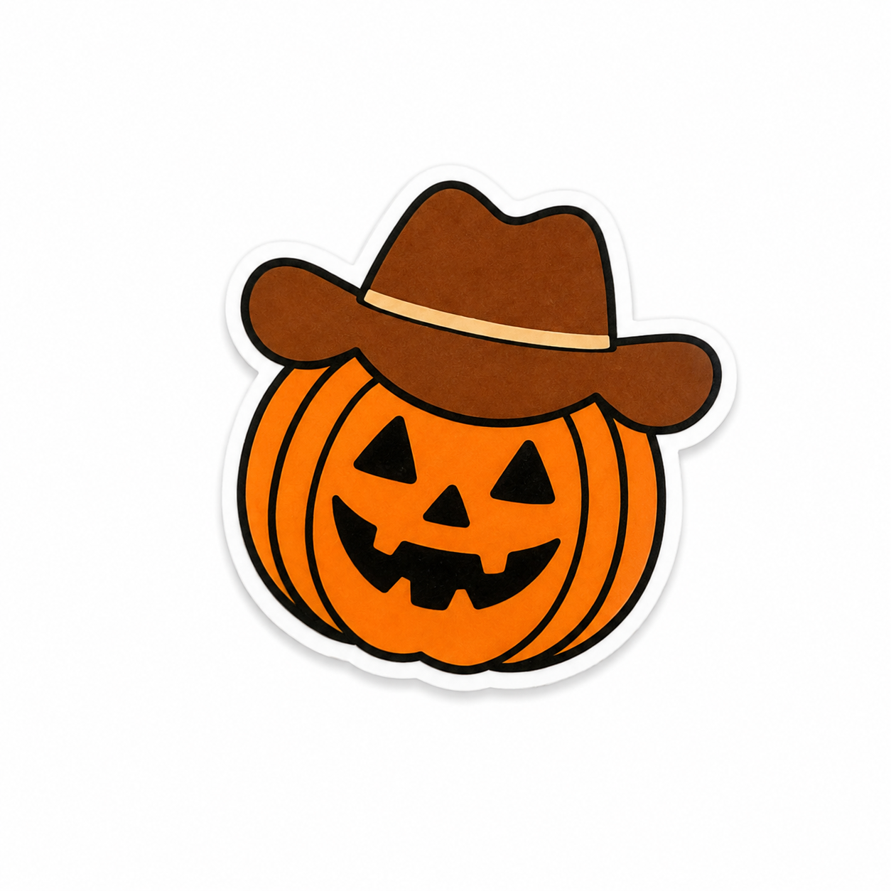 Cowboy pumpkin plastic add-on with a western Halloween fall aesthetic compatible with interchangeable badge reel bases