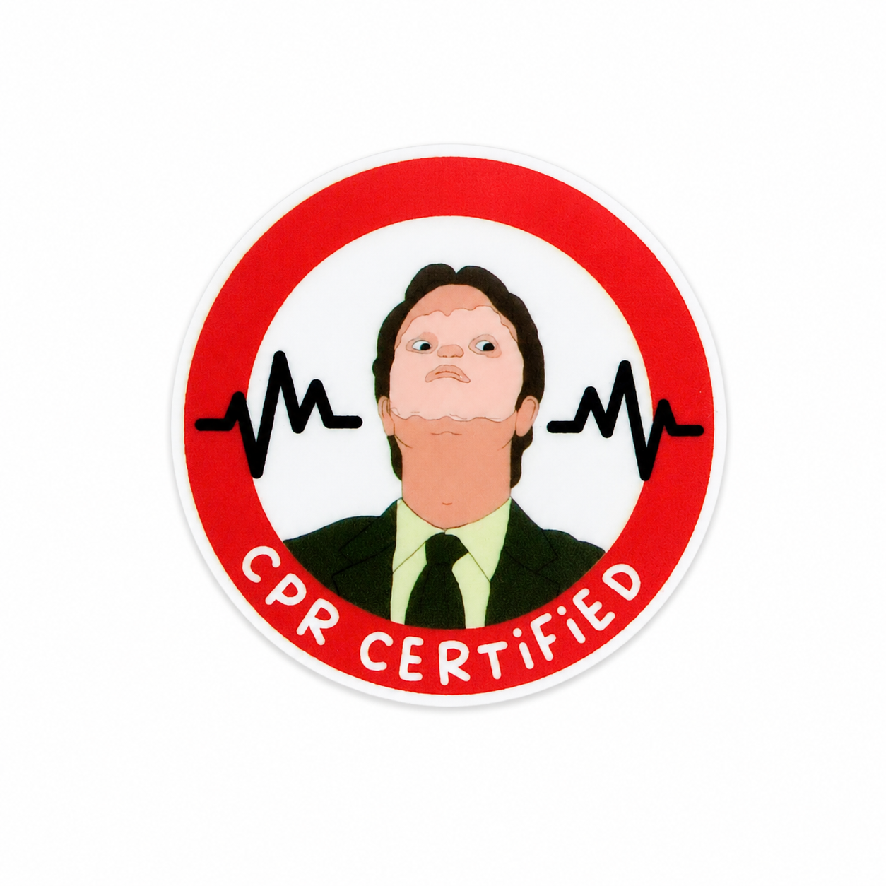 CPR Certified plastic add-on featuring a humorous healthcare-themed character with heartbeat design, compatible with interchangeable badge reel bases, cute medical worker accessory