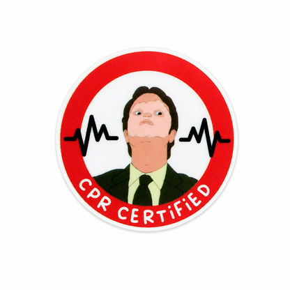 CPR Certified plastic add-on featuring a humorous healthcare-themed character with heartbeat design, compatible with interchangeable badge reel bases, cute medical worker accessory