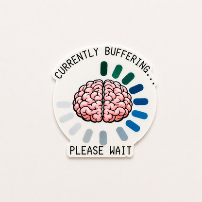 Funny currently buffering brain plastic add-on for badge reels designed for nurses and healthcare workers
