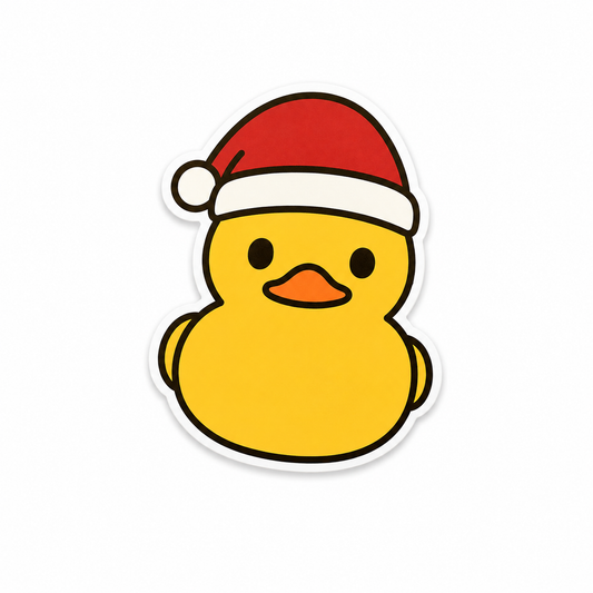 Cute rubber duck plastic add-on wearing a Santa hat for compatible interchangeable badge reel bases and festive healthcare accessories.