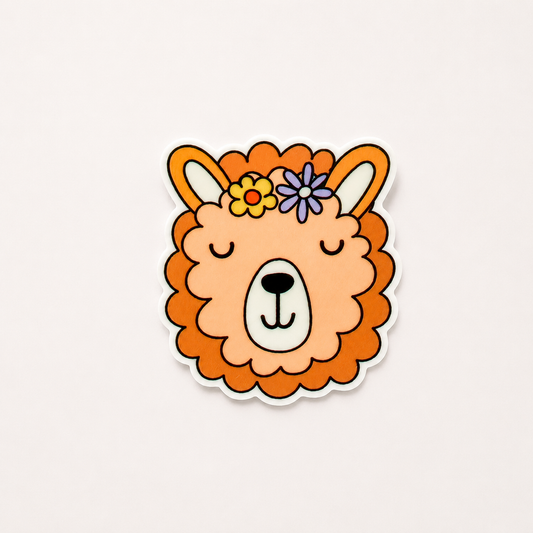 Cute floral llama plastic add-on for badge reels with pastel animal design for nurses and healthcare workers