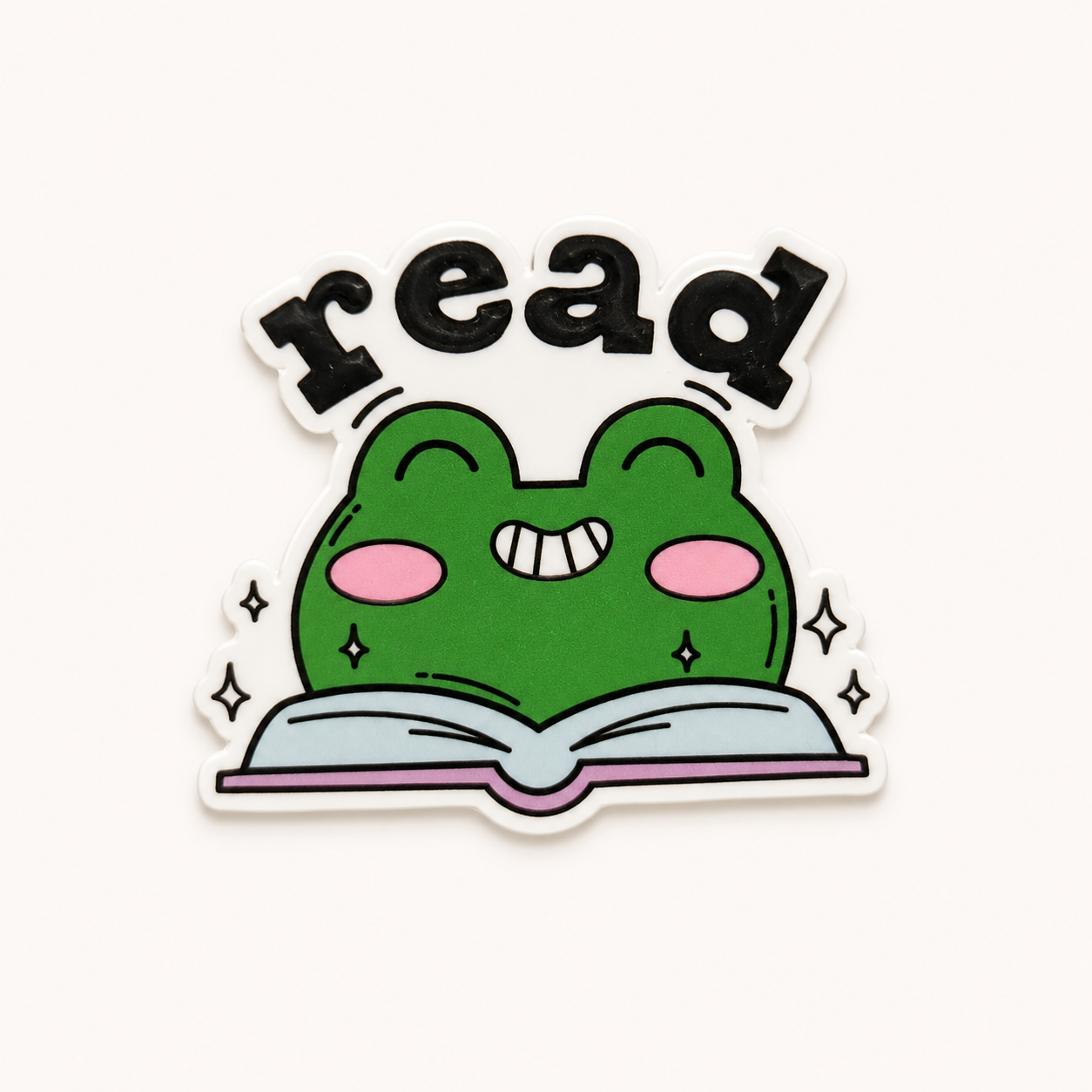 Cute frog “read” plastic add-on for interchangeable badge reel bases designed for healthcare workers and book lovers
