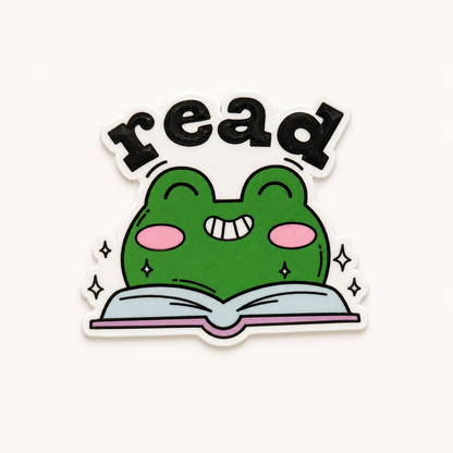 Cute frog “read” plastic add-on for interchangeable badge reel bases designed for healthcare workers and book lovers
