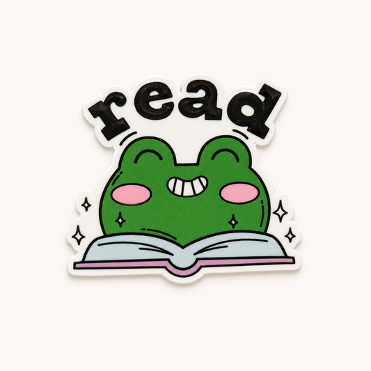 Cute frog “read” plastic add-on for interchangeable badge reel bases designed for healthcare workers and book lovers
