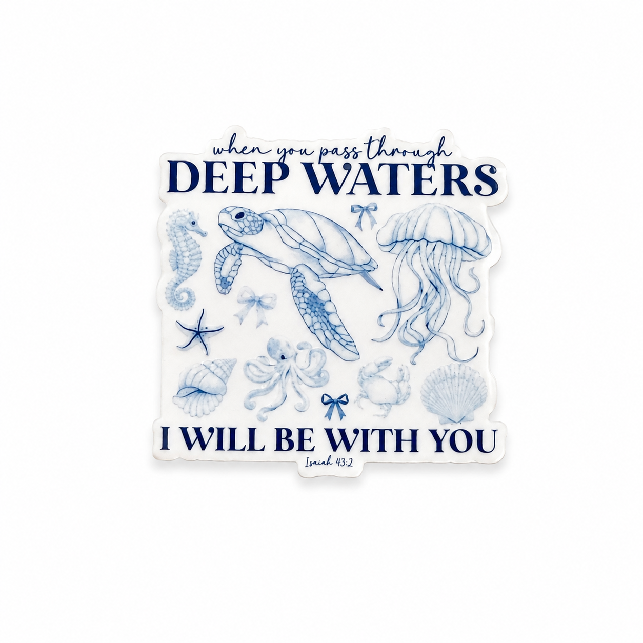 Ocean-inspired Deep Waters plastic add-on with sea turtle and jellyfish artwork for compatible interchangeable badge reel bases, aesthetic healthcare worker accessory with coastal blue design