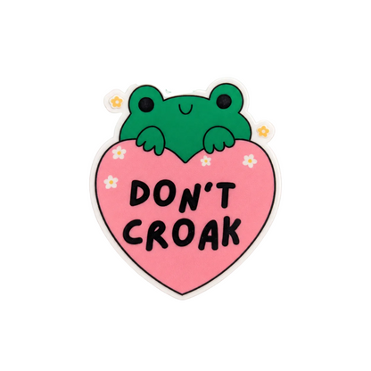 Don’t Croak frog plastic add-on for compatible interchangeable badge reel bases with pink heart design
