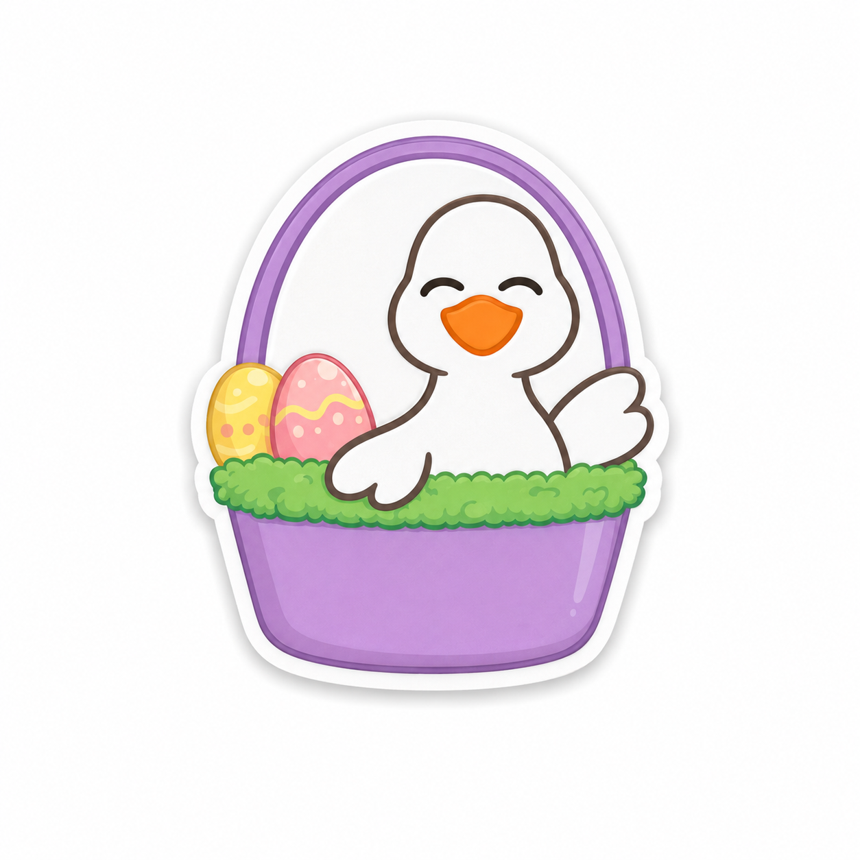 Cute Easter duck plastic add-on with pastel basket design and cozy spring vibes. Compatible with interchangeable badge reel bases. Plastic add-on only.
