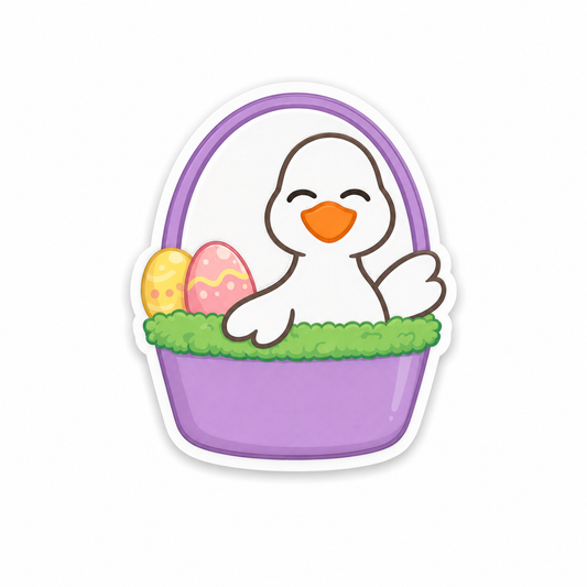 Cute Easter duck plastic add-on with pastel basket design and cozy spring vibes. Compatible with interchangeable badge reel bases. Plastic add-on only.
