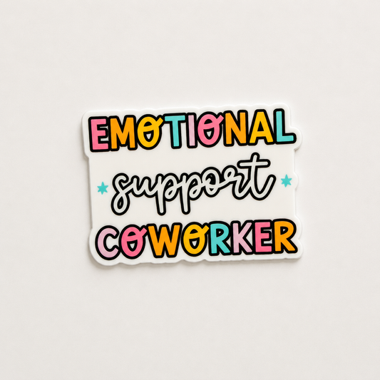 Funny emotional support coworker plastic add-on for badge reels with colorful pastel lettering