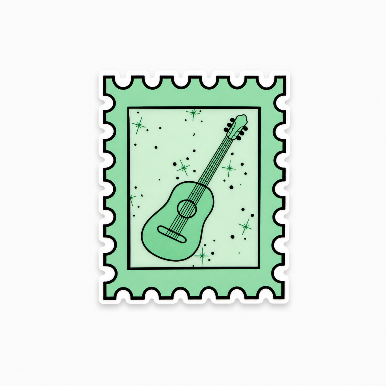 Era Debut plastic add-on with green guitar design for compatible interchangeable badge reel bases
