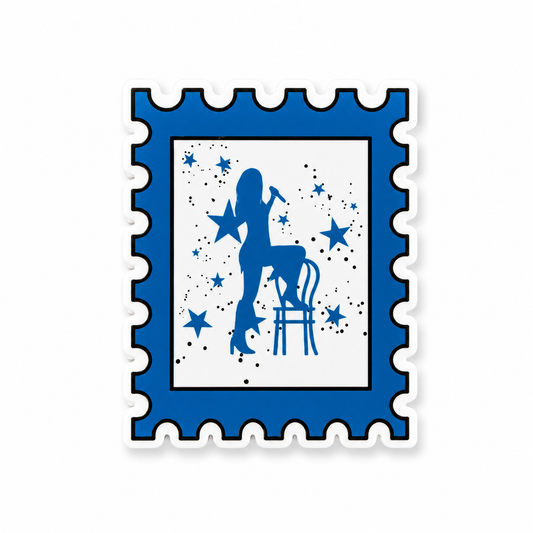 Era Midnights plastic add-on with blue star silhouette design for compatible interchangeable badge reel bases