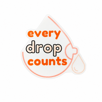 Every Drop Counts plastic add-on featuring a milk drop design representing lactation and breastfeeding support, compatible with interchangeable badge reel bases.