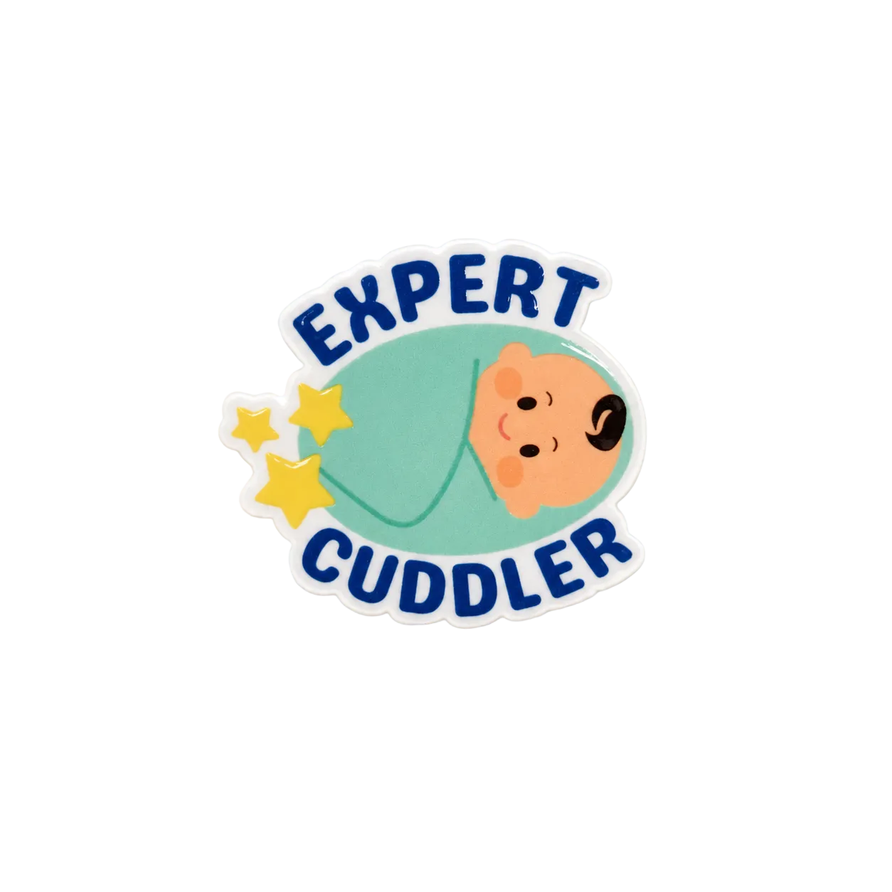 Expert Cuddler baby plastic add-on for compatible interchangeable badge reel bases with cute newborn design