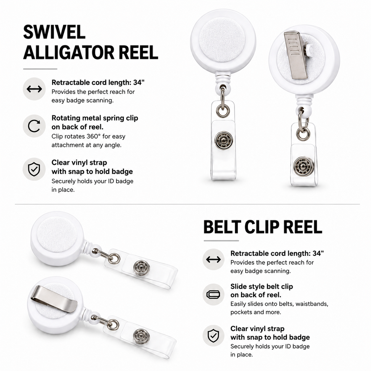Basic White | Interchangeable Extra Badge Reel