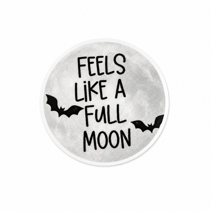 Feels Like A Full Moon plastic add-on with gray moon background and black bats, compatible with interchangeable badge reel bases