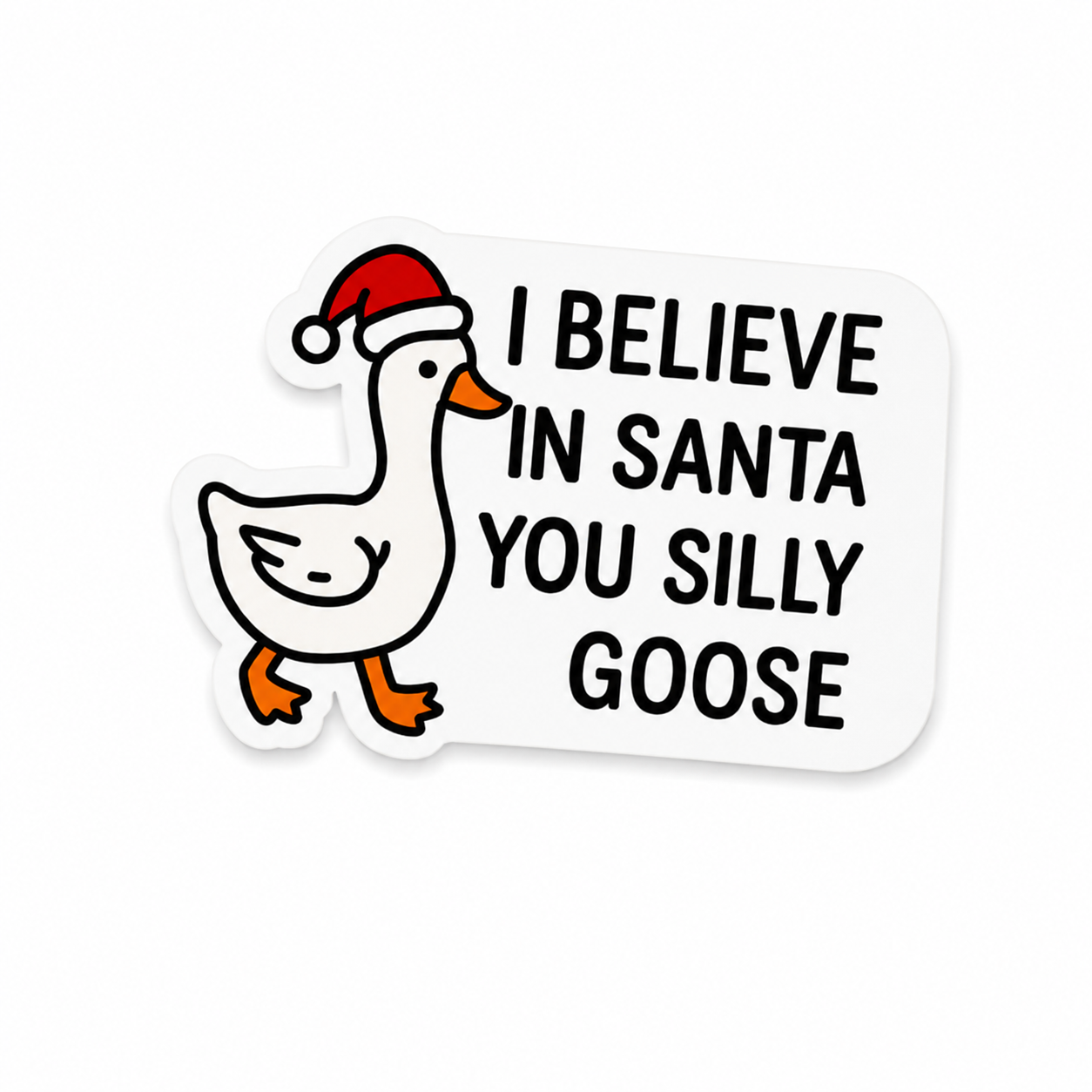 Funny Christmas goose plastic add-on with Santa hat and festive holiday quote for compatible interchangeable badge reel bases.