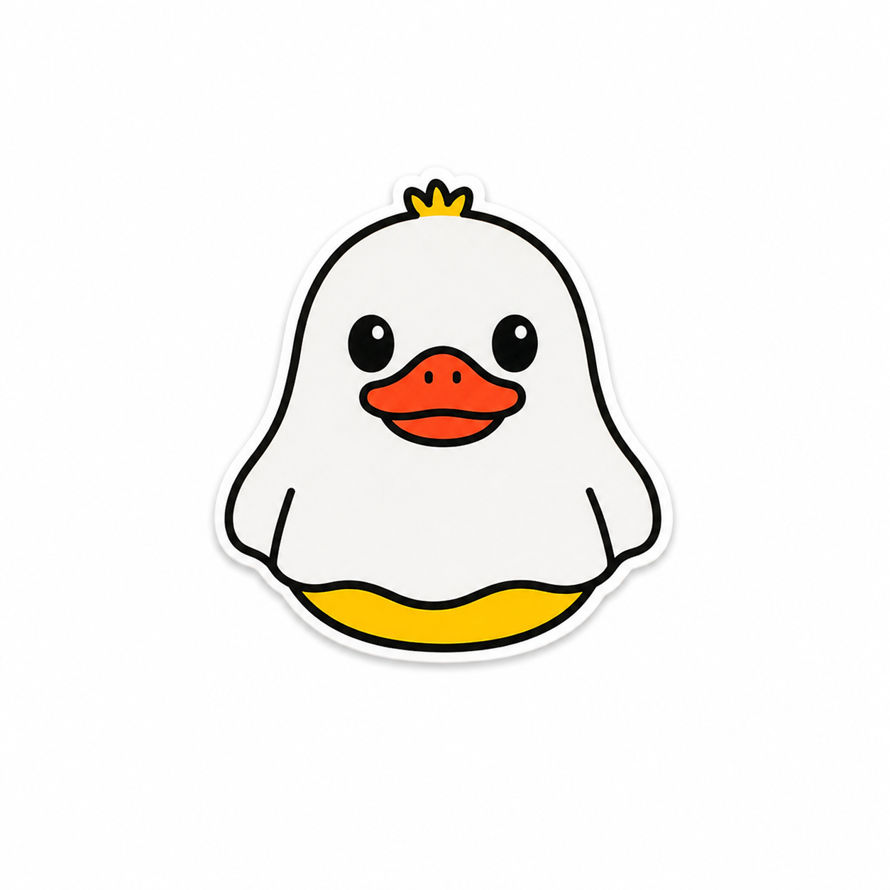 Cute white duck plastic add-on with kawaii cartoon aesthetic compatible with interchangeable badge reel bases