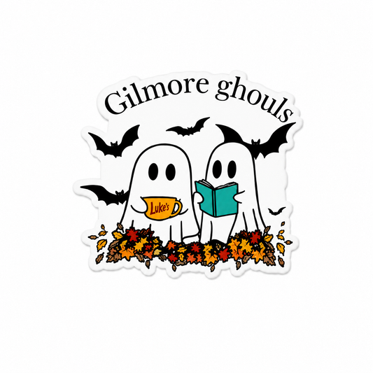 Gilmore ghouls plastic add-on with cute ghost, floral, bat, coffee, and book design for compatible interchangeable badge reel bases, cozy Halloween healthcare accessory
