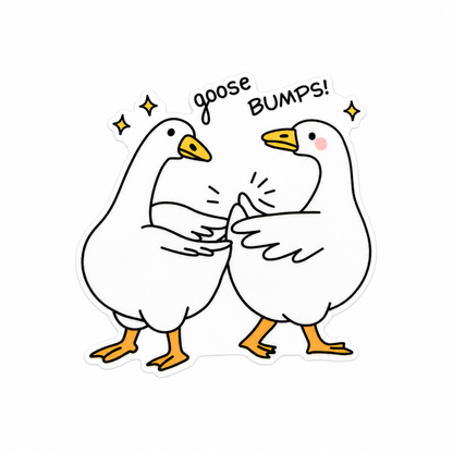 Goose BUMPS plastic add-on featuring two cute geese high-fiving, compatible with interchangeable badge reel bases and perfect for goose lovers