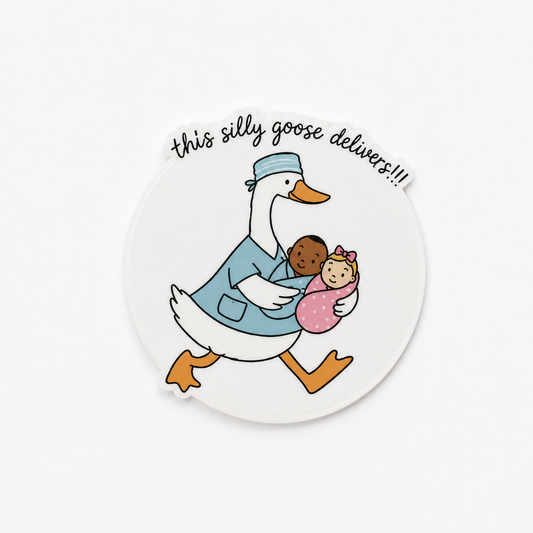 Goose Labor Delivery plastic add-on with goose carrying babies design for compatible interchangeable badge reel bases